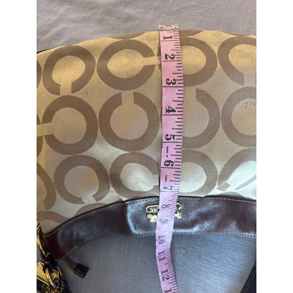 Coach Madison Signature C Logo Leather Trim Hobo Shoulder Bag - Picture 10 of 15